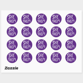 SIE / SIE Pronouns Lila Handschrift Set von Runder Aufkleber