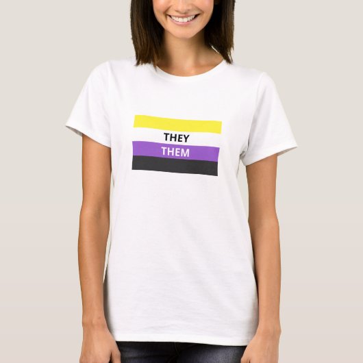 Sie/sie Pronouns Non-Binary Flag Basic-T - Shirt (Vorderseite)