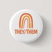 SIE/SIE Pronouns Orange Pink Rainbow Button (Vorderseite)