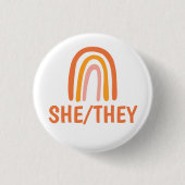 SIE/SIE Pronouns Orange Pink Rainbow Button (Vorderseite)