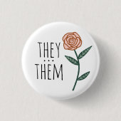 SIE/SIE Pronouns Pink Rose CUSTOM Button (Vorderseite)