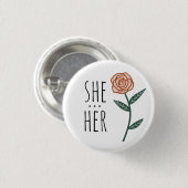 SIE/SIE Pronouns Pink Rose CUSTOM Button (Vorne & Hinten)