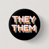 Sie/sie Pronouns Rainbow 3D Retro Button (Vorderseite)
