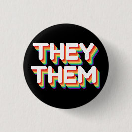 Sie/sie Pronouns Rainbow 3D Retro Button