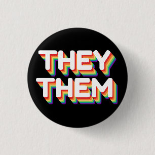 Sie/sie Pronouns Rainbow 3D Retro Button