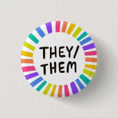 Sie/sie Pronouns Rainbow Bright Circle Rings Button (Vorderseite)