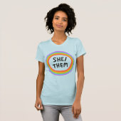 SIE/SIE Pronouns Rainbow Circle Colorful T-Shirt (Vorne ganz)