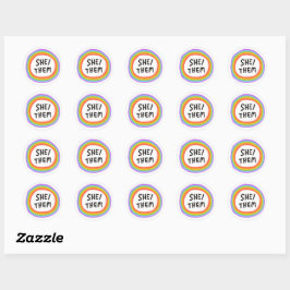 SIE / SIE Pronouns Rainbow Handlettering Set von Runder Aufkleber