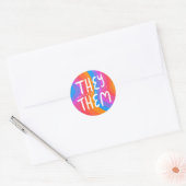 Sie/sie Pronouns Rainbow Handschrift Blatt Runder Aufkleber (Umschlag)