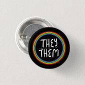 Sie/sie Pronouns Rainbow Handschrift Minimal Button (Vorne & Hinten)