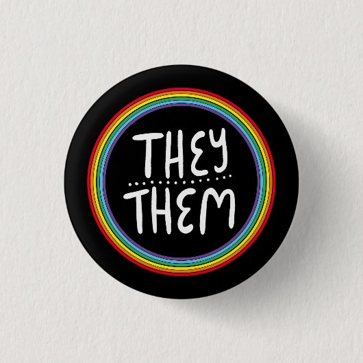 Sie/sie Pronouns Rainbow Handschrift Minimal Button (Vorderseite)