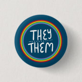 Sie/sie Pronouns Rainbow Handschrift Minimal Button (Vorderseite)