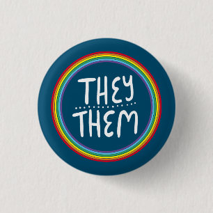 Sie/sie Pronouns Rainbow Handschrift Minimal Button