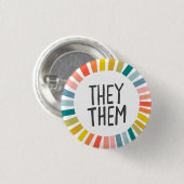 Sie / sie Pronouns Rainbow Handschrift Stolz Button (Vorne & Hinten)
