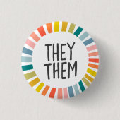 Sie / sie Pronouns Rainbow Handschrift Stolz Button (Vorderseite)