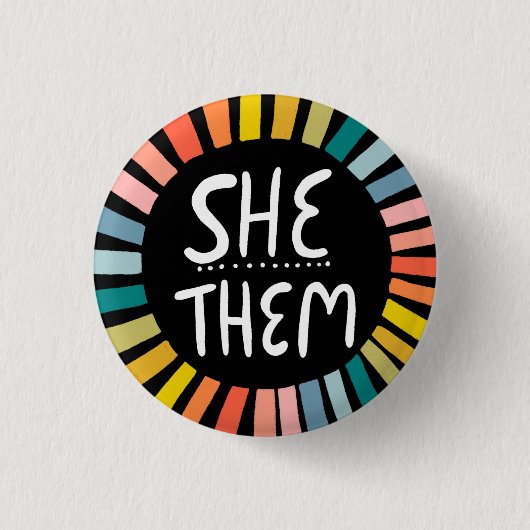 SIE / SIE Pronouns Rainbow Handschrift Stolz Button (Vorderseite)