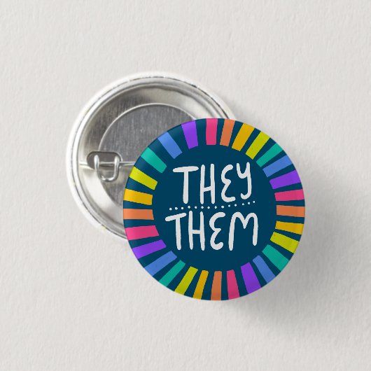 Sie / sie Pronouns Rainbow Handschrift Stolz Button (Vorne & Hinten)