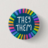 Sie / sie Pronouns Rainbow Handschrift Stolz Button (Vorderseite)