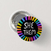 SIE / SIE Pronouns Rainbow Handschrift Stolz Button (Vorne & Hinten)