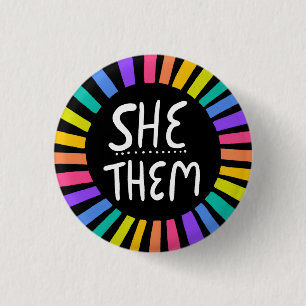 SIE / SIE Pronouns Rainbow Handschrift Stolz Button