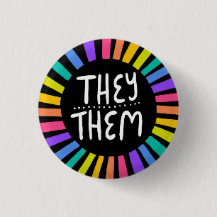Sie / sie Pronouns Rainbow Handschrift Stolz Button