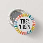 Sie / sie Pronouns Rainbow Handschrift Stolz Button (Vorne & Hinten)