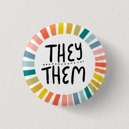 Sie / sie Pronouns Rainbow Handschrift Stolz Button (Vorderseite)
