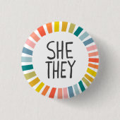 SIE / SIE Pronouns Rainbow Handschrift Stolz Button (Vorderseite)