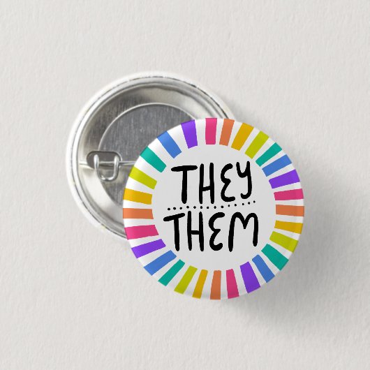 Sie / sie Pronouns Rainbow Handschrift Stolz Button (Vorne & Hinten)