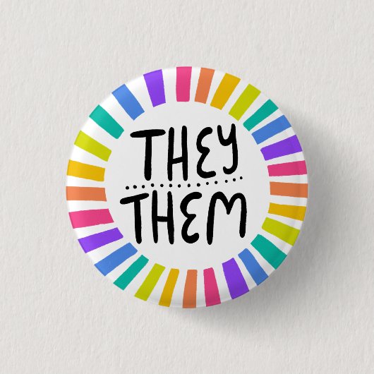 Sie / sie Pronouns Rainbow Handschrift Stolz Button (Vorderseite)