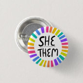 SIE / SIE Pronouns Rainbow Handschrift Stolz Button (Vorne & Hinten)