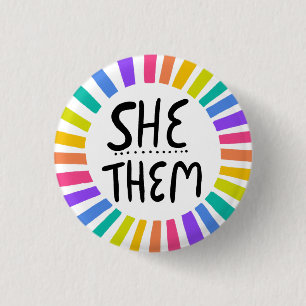 SIE / SIE Pronouns Rainbow Handschrift Stolz Button