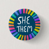 SIE / SIE Pronouns Rainbow Handschrift Stolz Button (Vorderseite)