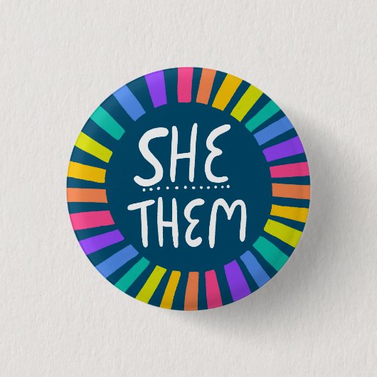 SIE / SIE Pronouns Rainbow Handschrift Stolz Button (Vorderseite)