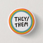 Sie/sie Pronouns Rainbow Soft Circle Ring Ring Button (Vorderseite)