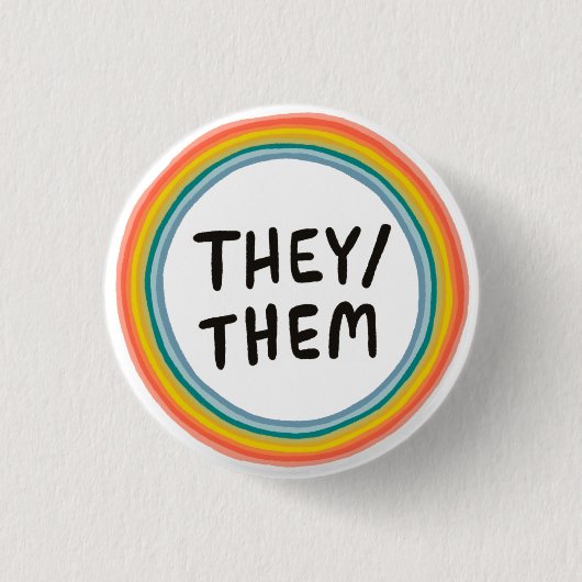 Sie/sie Pronouns Rainbow Soft Circle Ring Ring Button (Vorderseite)