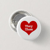 Sie sie Pronouns Red Liebe Herztasten Button (Vorne & Hinten)