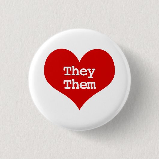 Sie sie Pronouns Red Liebe Herztasten Button (Vorderseite)