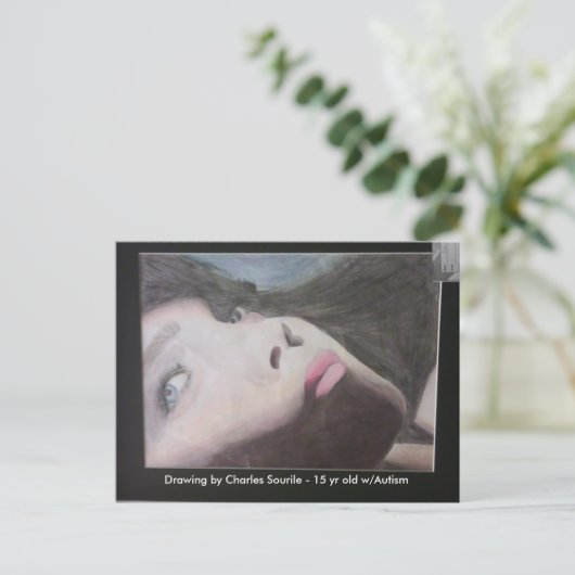 Sie sieht dich an - kämpft gegen Autismus! Postkarte (Stehend Vorderseite)