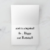 Sie sind 21, großer schwarz-weißer Text auf Weiß. Karte (Innenseite)