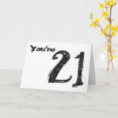 Sie sind 21, großer schwarz-weißer Text auf Weiß. Karte (Gelbe Blume)