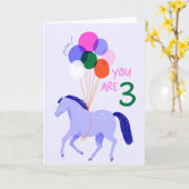 Sie sind 3, Pferd-Geburtstagskarte Karte (Gelbe Blume)