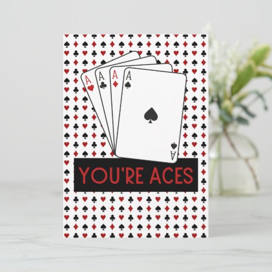 SIE SIND ACES Las Vegas Style Danke Karte (Stehend Vorderseite)