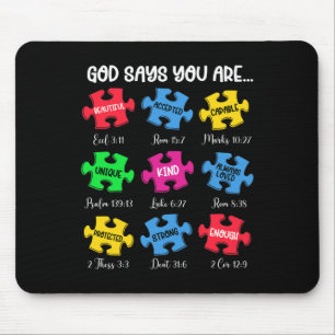 Sie sind Autismus Bewusstsein Puzzle Bible Verses  Mousepad
