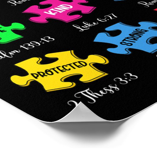 Sie sind Autismus Bewusstsein Puzzle Bible Verses Poster (Ecke)