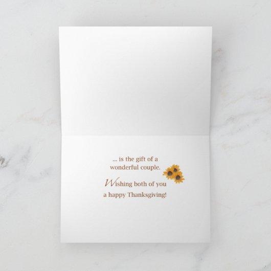Sie sind beide Segen Erntedank Sonnenblume Karte (Innenseite)