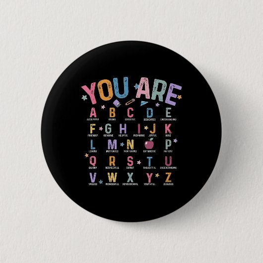Sie sind Buchstaben Alphabet lernen Abcs Inspirati Button (Vorderseite)