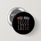 Sie sind Buchstaben Alphabet lernen Abcs Inspirati Button (Vorne & Hinten)