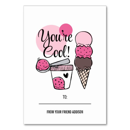 Sie sind Coole Kinder-Klasse Valentine Card Tischnummer (Vorderseite)