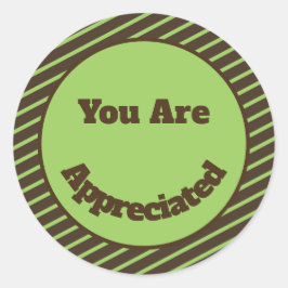 Sie sind dankbar für die braunen grünen Streifen Runder Aufkleber